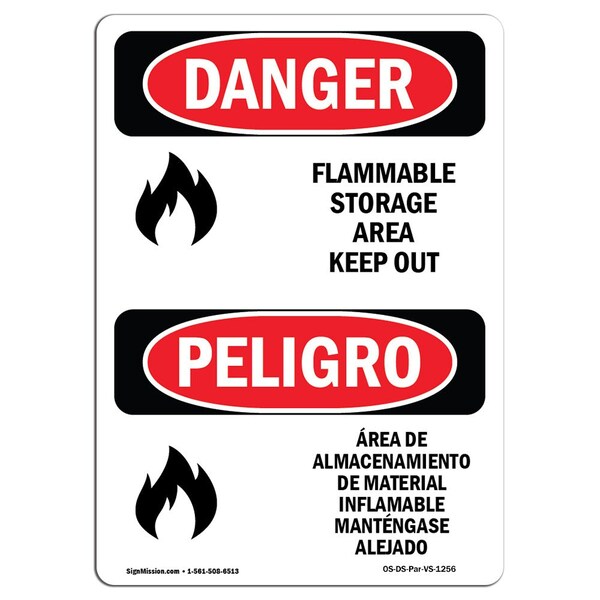 Signmission Safety Sign, OSHA Danger, 7" Height, Flammable Storage Area Keep Out Bilingual Spanish OS-DS-D-57-VS-1256 - main